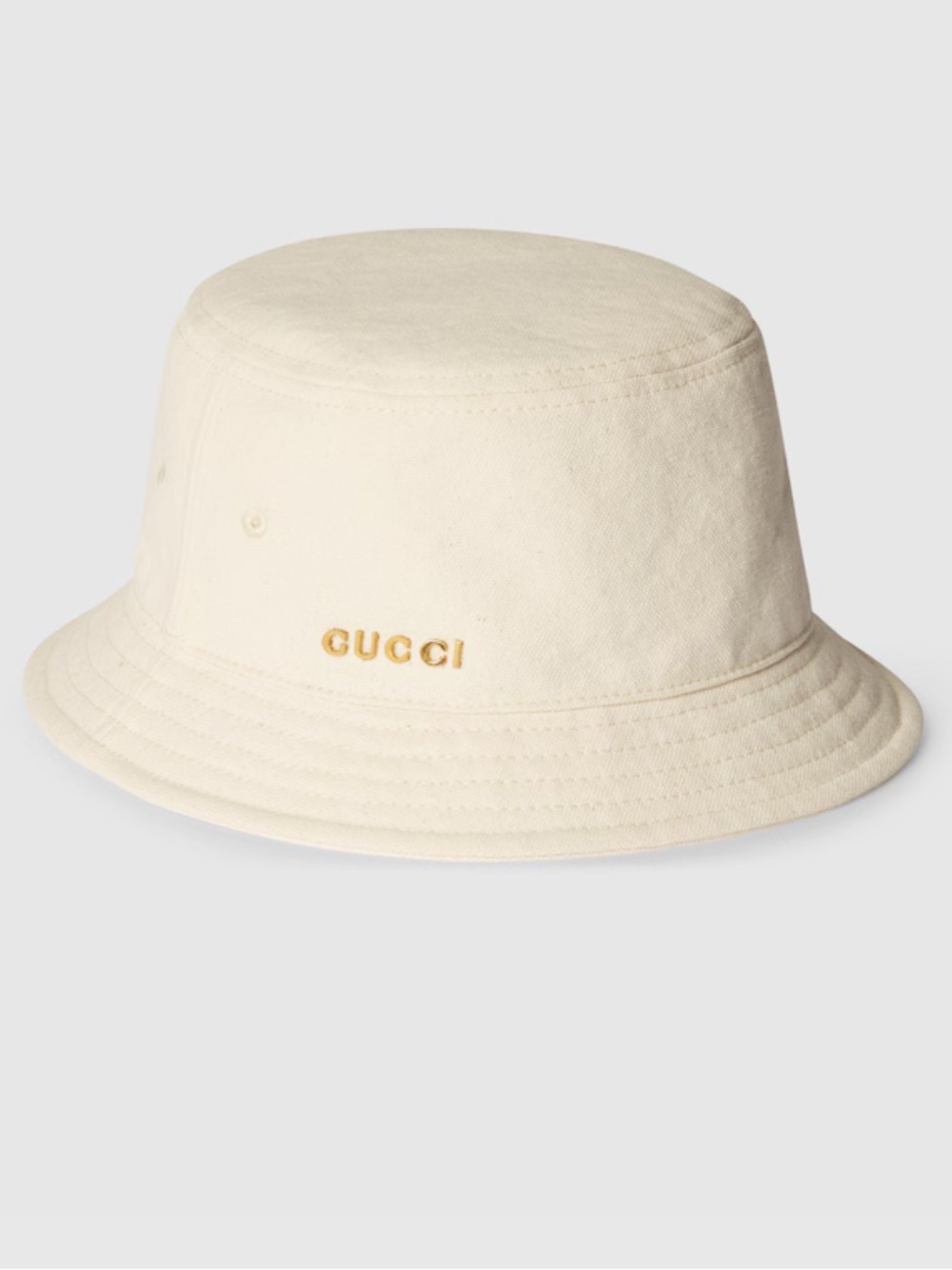 NWT Gucci Ivory Canvas Bucket Hat Logo Print Size L 58cm Made in Italy